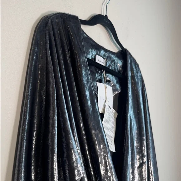 NWT BEARE PARK Velvet Mini Wrap Dress in Silver Tinsel - US 6 - Picture 5 of 8